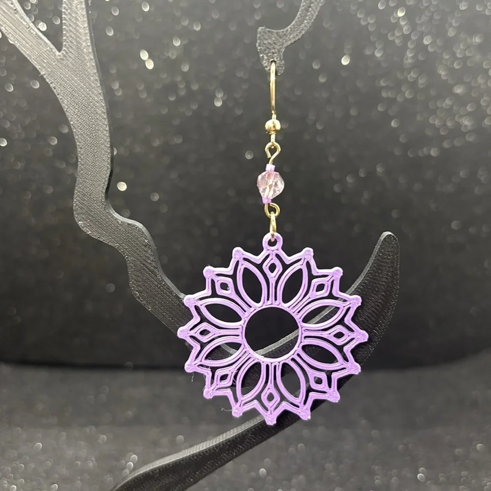 Purple Mandala Earrings